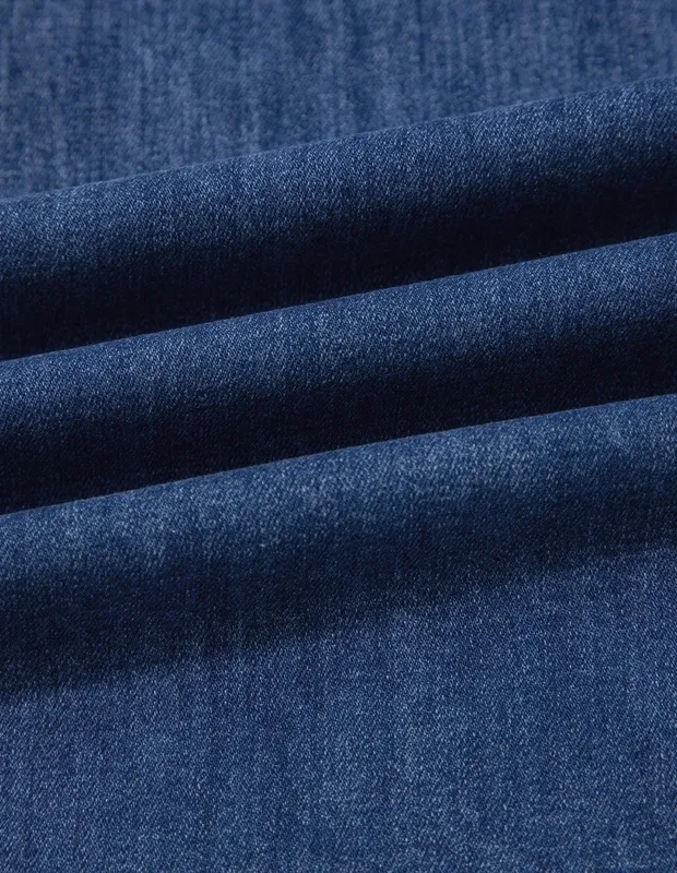 Golden Button Detail Rolled Edge Flare Leg Jeans