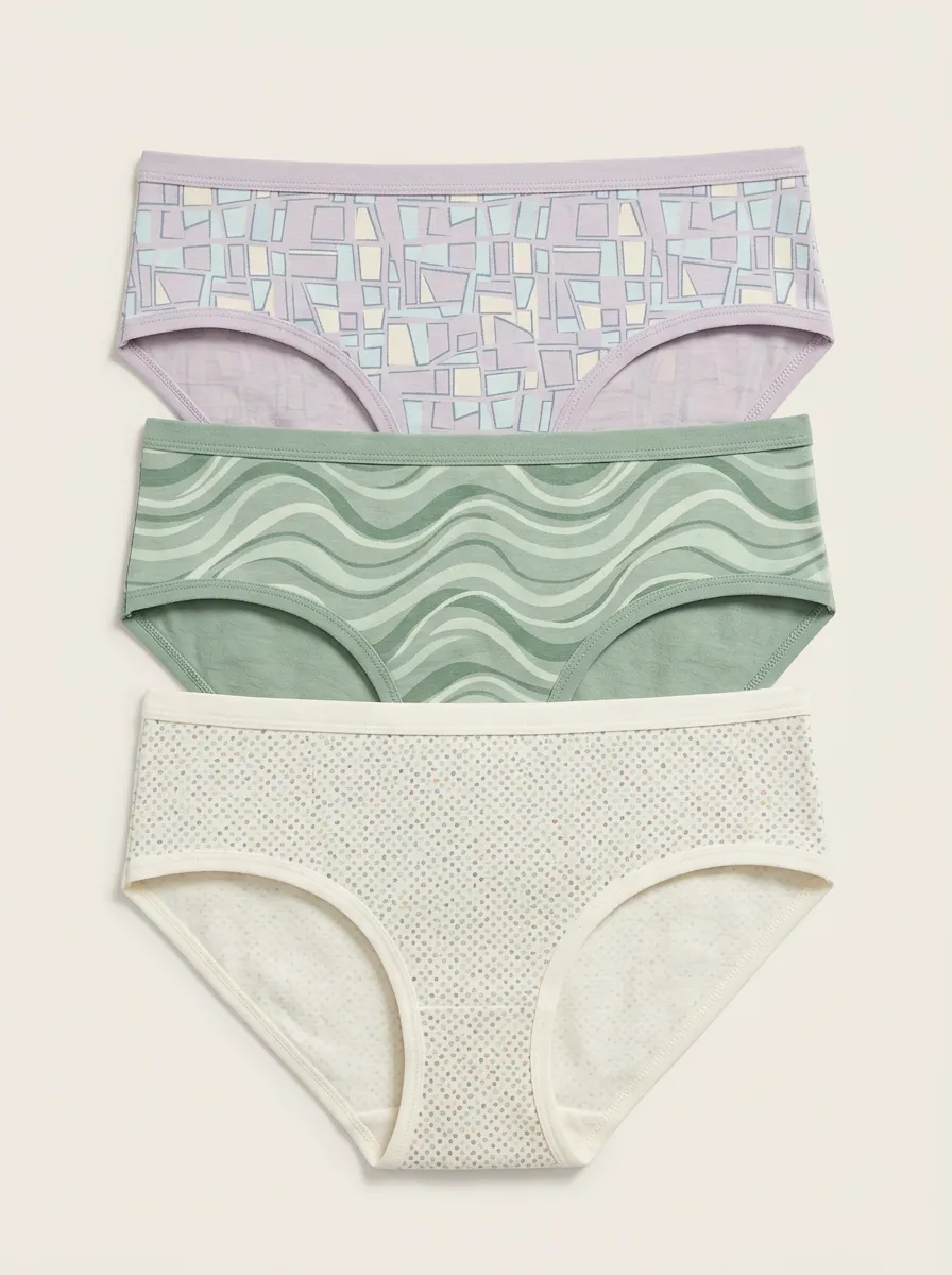 Wave Dot Bikini Printed Briefs Three Pack