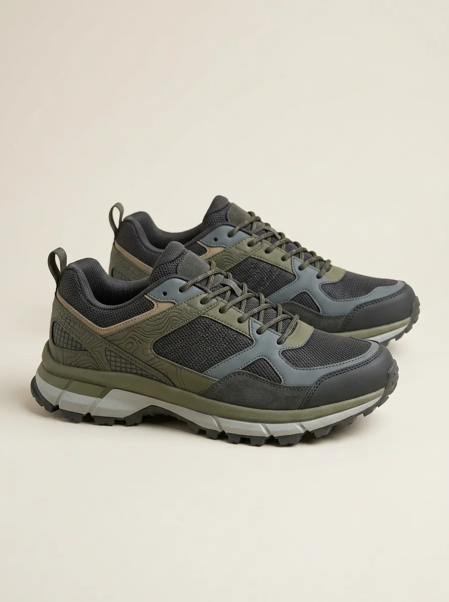 Casual Profile Hiking-Inspired Topographic Casual Sneakers