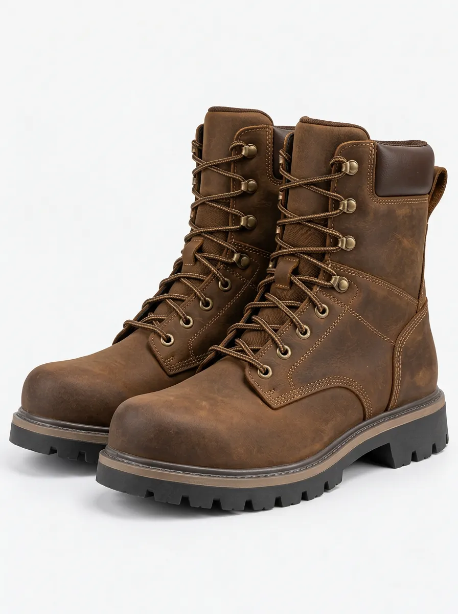 Men's Patterned Work Boots with Waterproof Styling