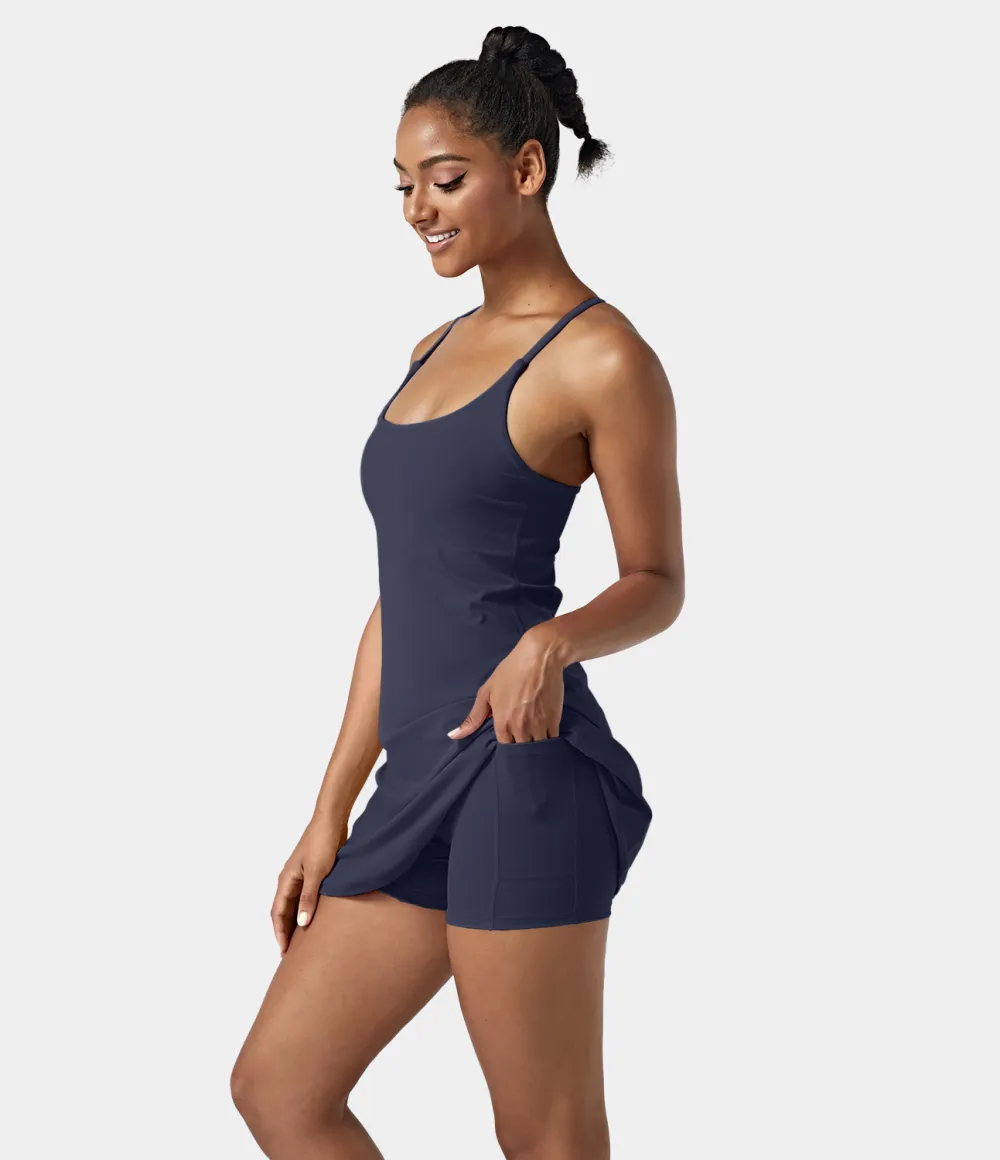 Softlyzero Airy Backless Cut Out 2-in-1 Pocket Cool Touch Mini Activity Dress