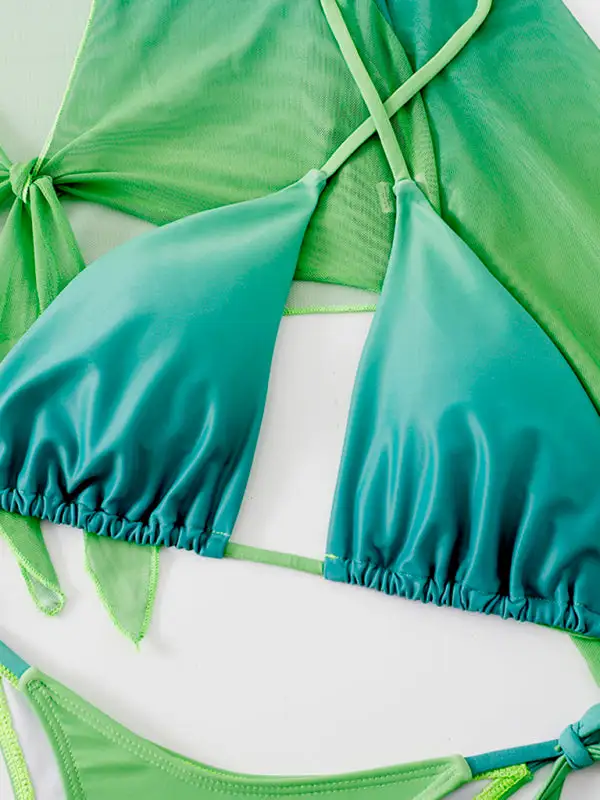 Layered Mesh Shawl Split High Swim Set