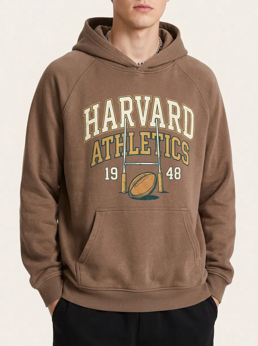 Men's Harvard Athletics Rugby Football Printed Hoodie