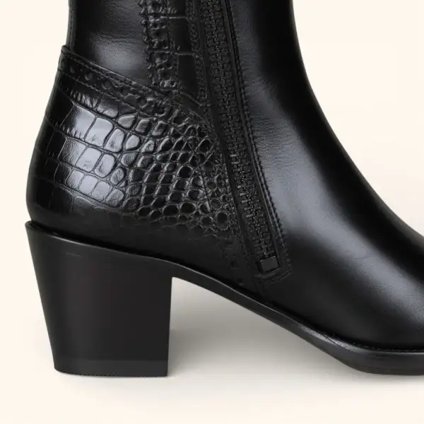 Relaxed Everyday Mock Croc Tall Riding Boots