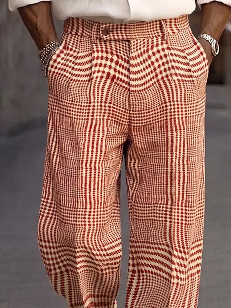 Smart Casual Plaid Pattern Suit Pants