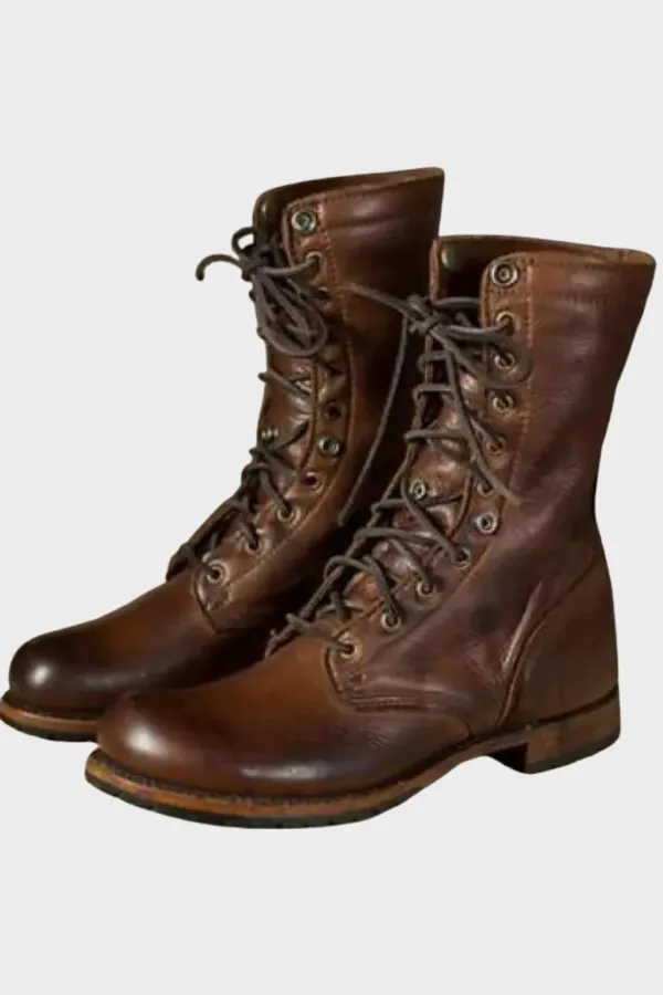 Leather Lace Up Ankle Boots
