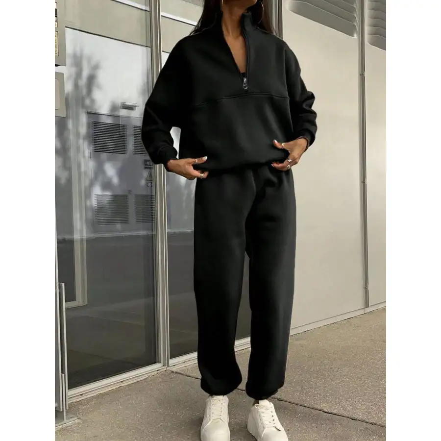 Half Zip Sweatshirt and Pants Set
