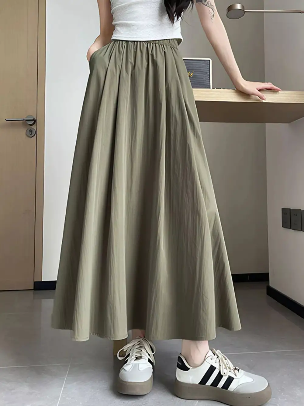 Flowy a Line Maxi Skirt