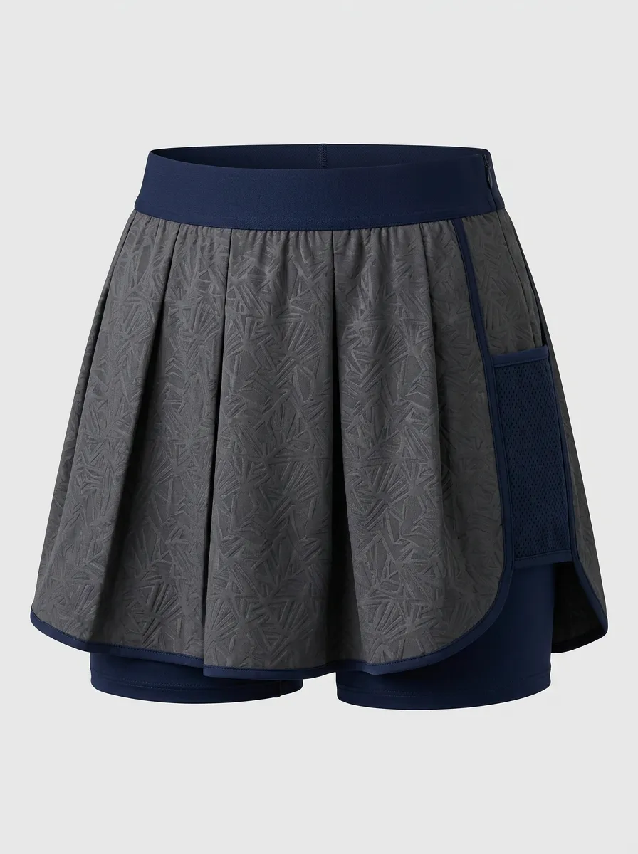 Women's Athletic Geometric Pattern Printed Pleated Skort