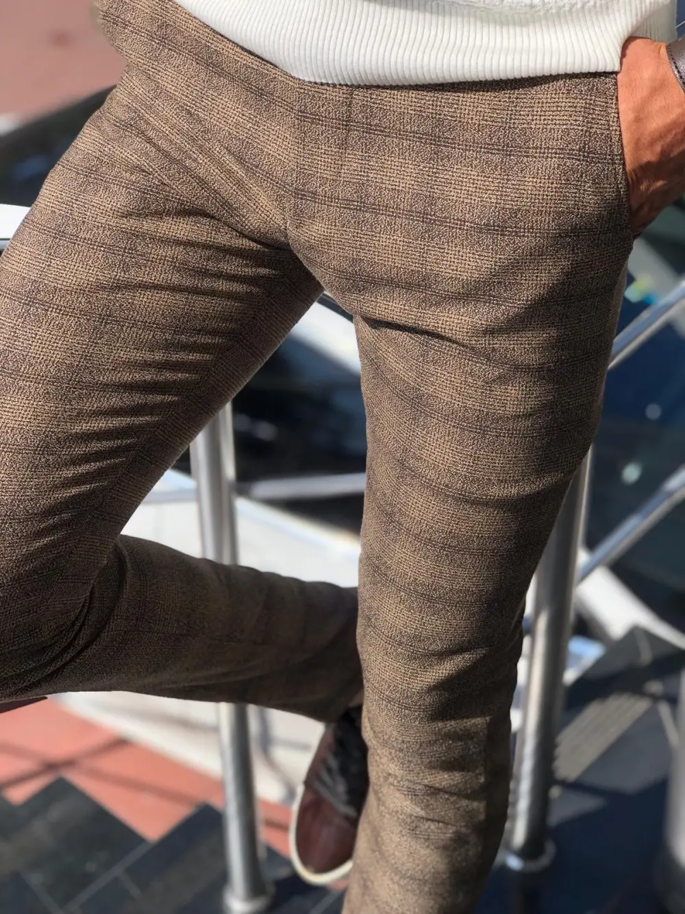 Refined Everyday Slim Fit Plaid Tailored Trousers