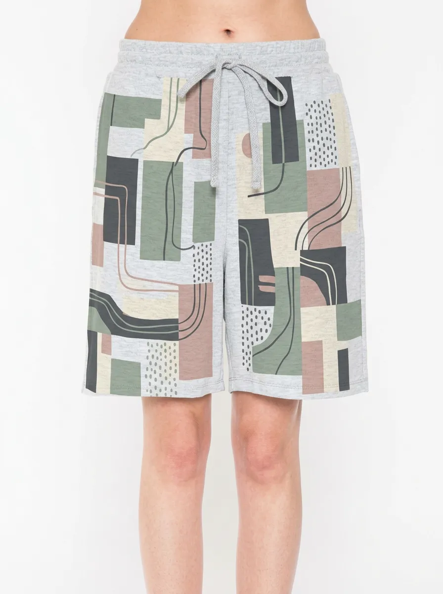 Women's Abstract Geometric Pattern Printed Shorts