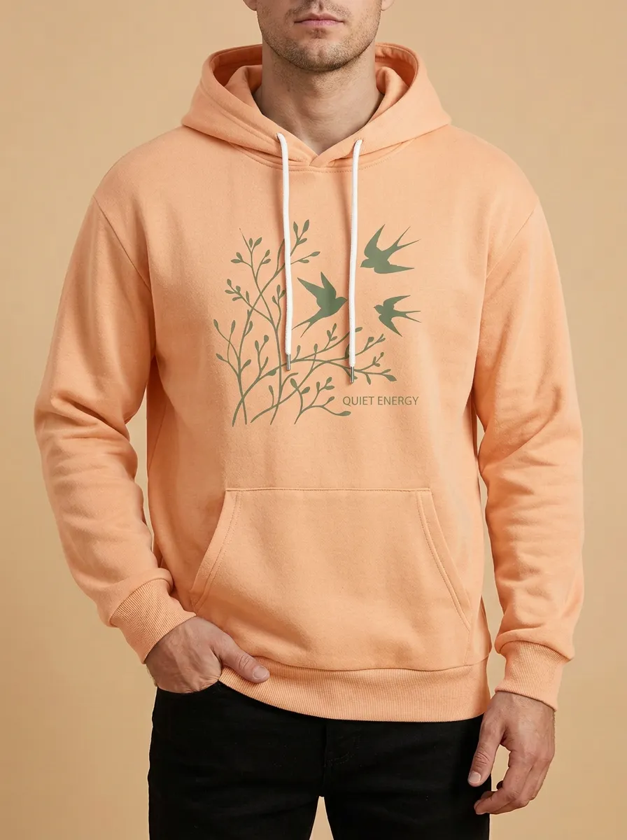 Unisex Nature Lover Quiet Energy Swallow Branch Print Hoodie