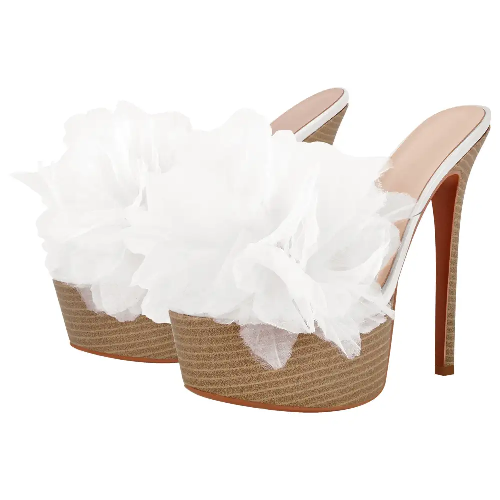 Platform Mesh Clear Stiletto Mule Sandals