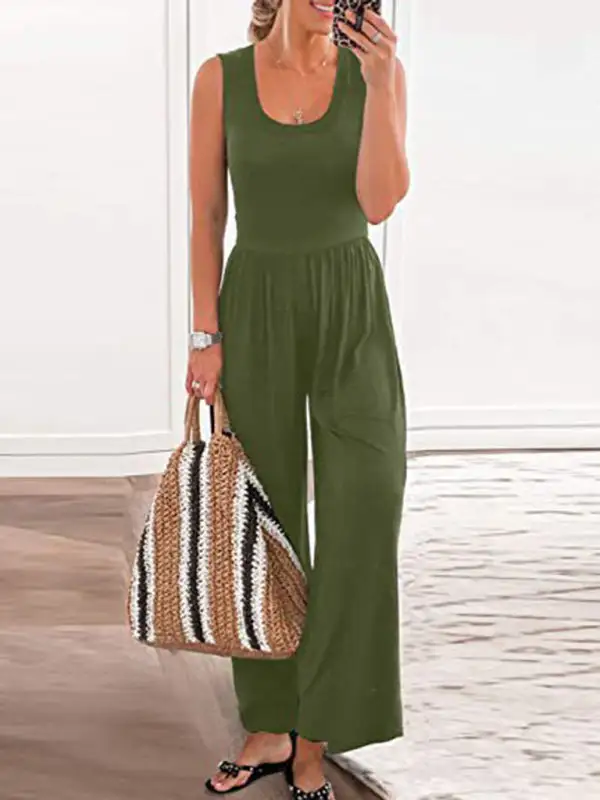 Clean Loose Sleeveless Jumpsuit