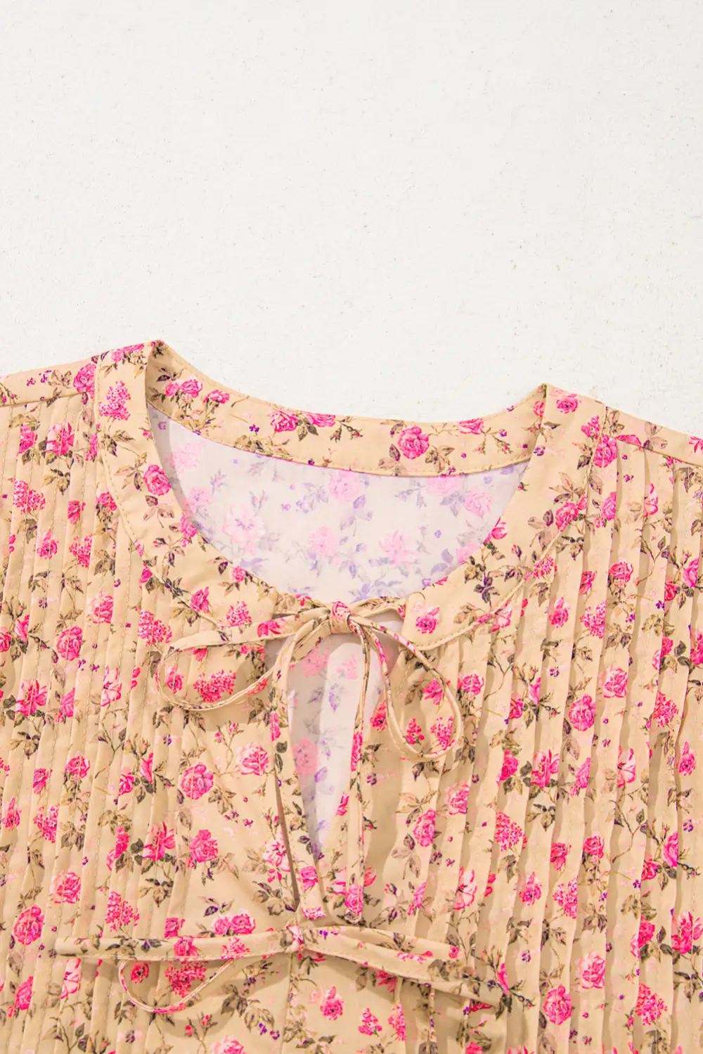 Floral Bow Detail Puff Sleeve Blouse