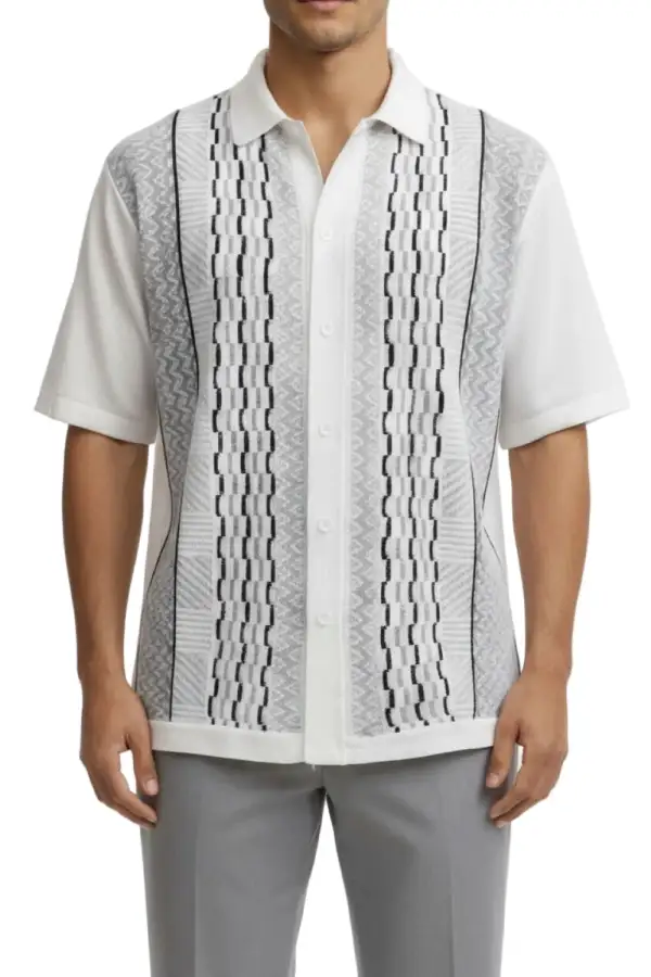 Gray Relaxed Fit Textured Short Sleeve Walking Suit Set