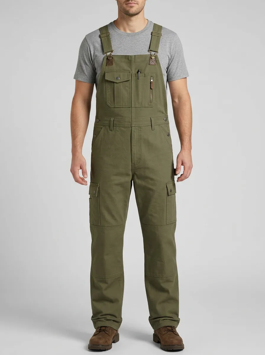Multi-Pocket Cargo Knee-Reinforced Outdoor Men's Workwear Bib Overalls