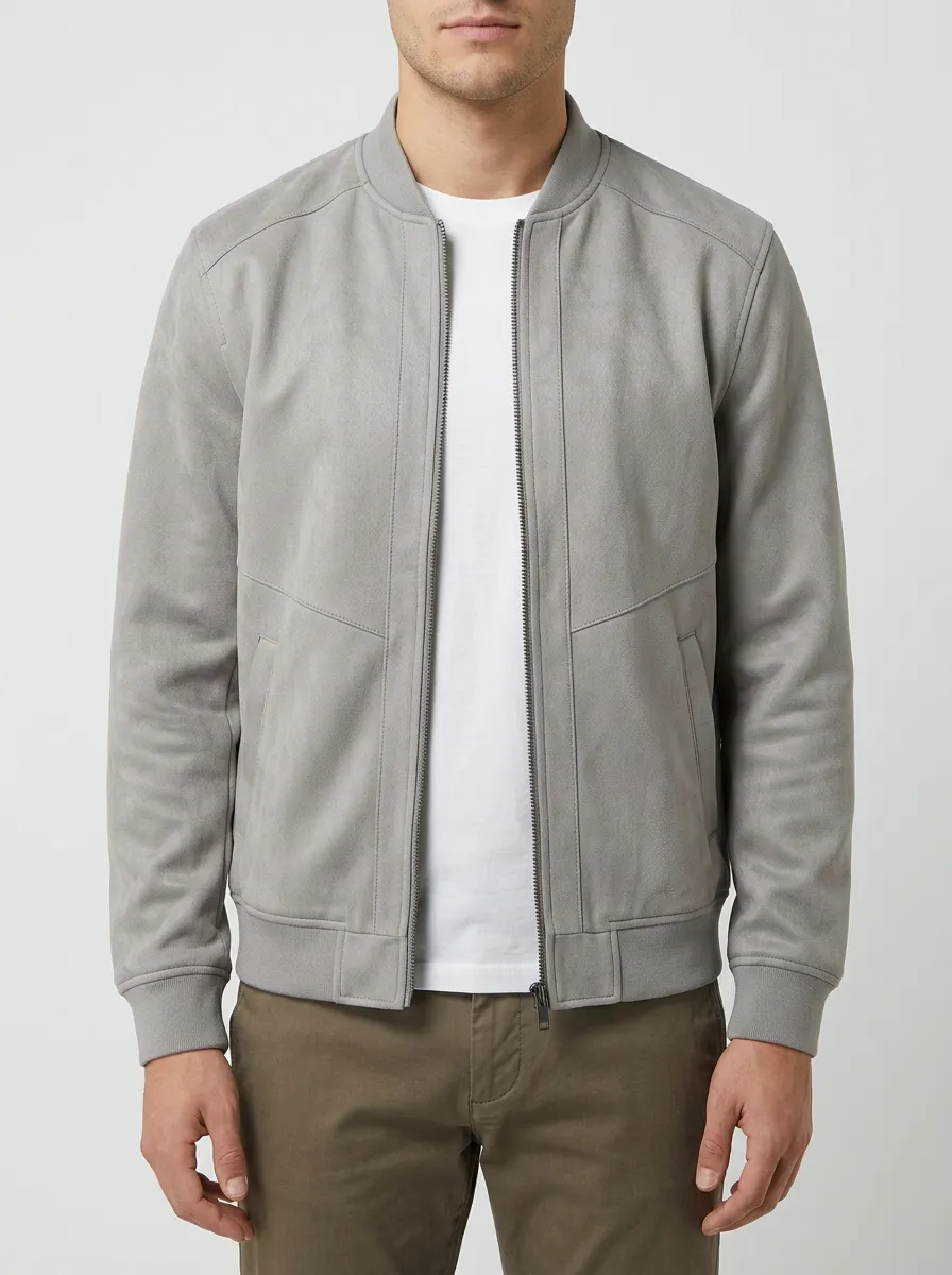 Suede Bomber Zip Jacket
