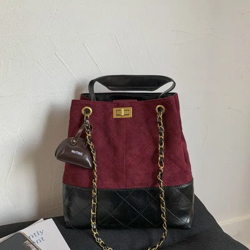 Textured Vintage Crossbody Satchel with Charm