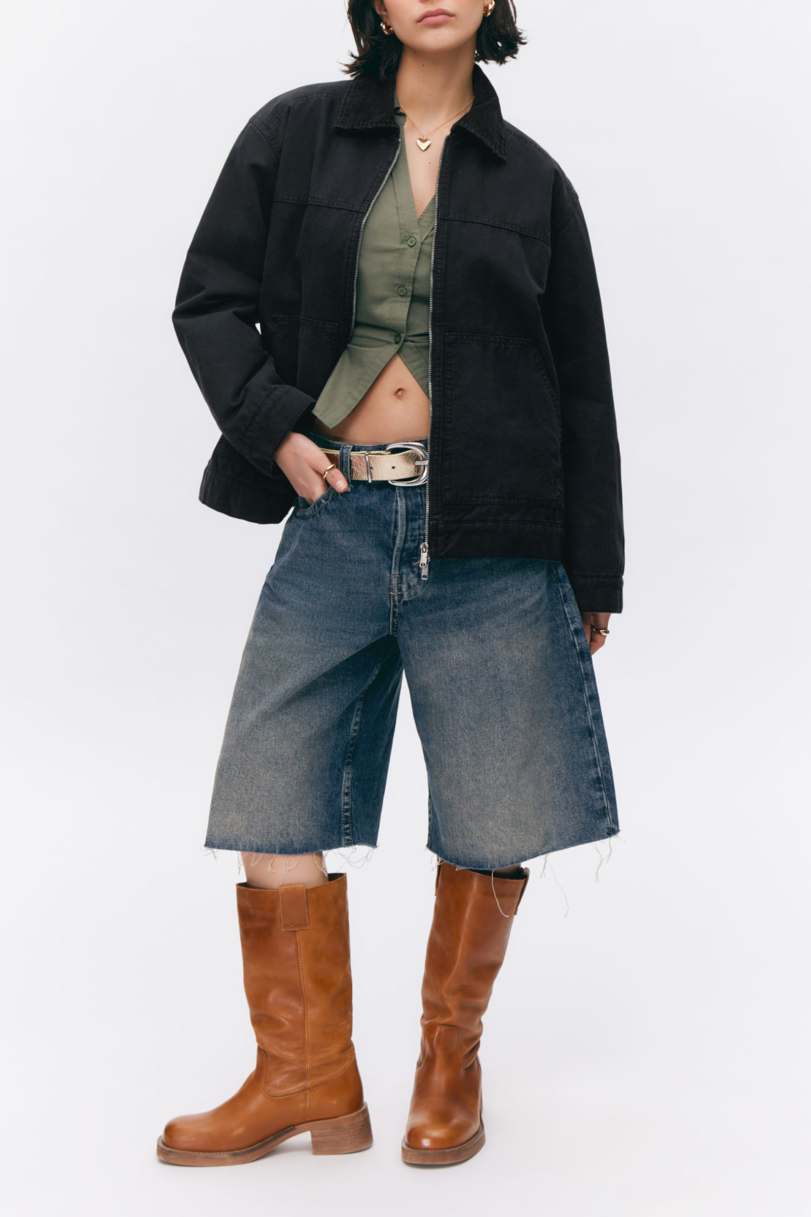 Zip Up Drop Shoulder Jacket