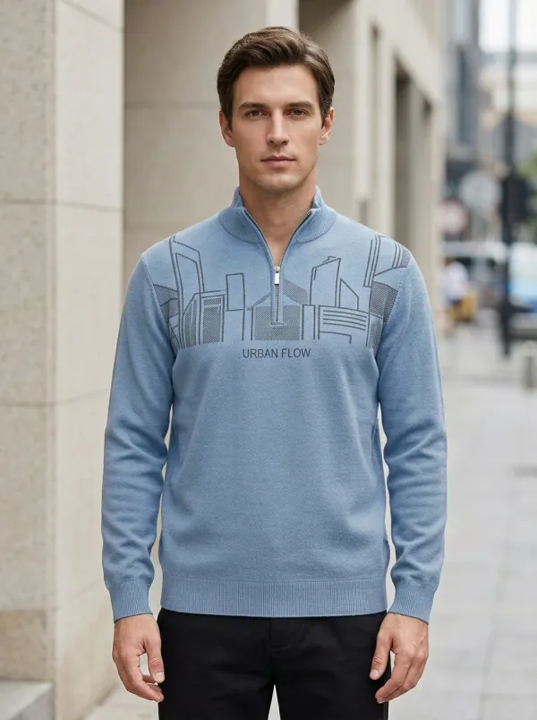 Half-Zip City-Skyline Men's Half-Zip Sweatshirt