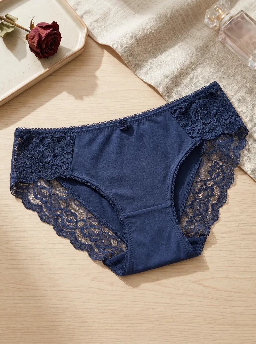 Women's Classic Floral Lace Trimmed Cotton Panties