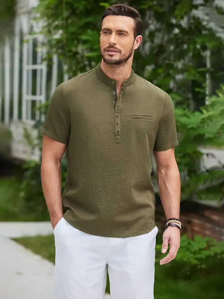 Soft Weave Henley Woven Shirt