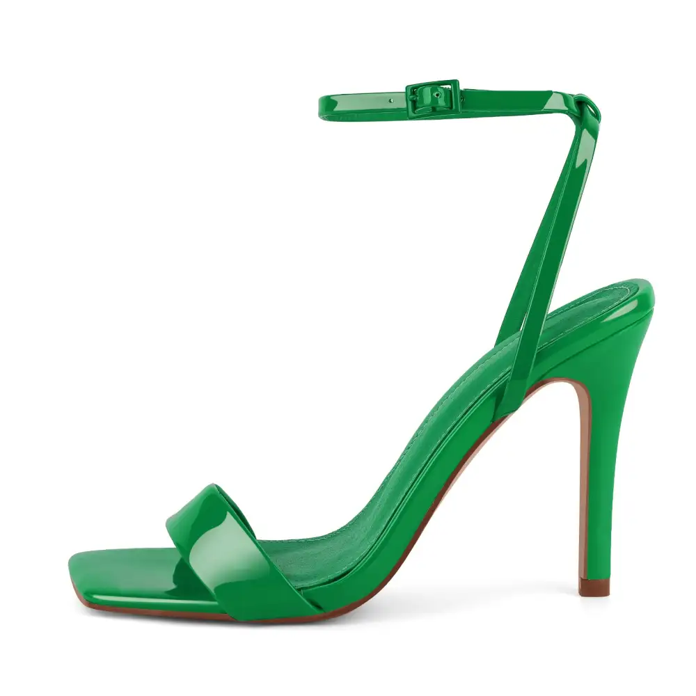 Square Toe Ankle Strap Stiletto Refined Sandals