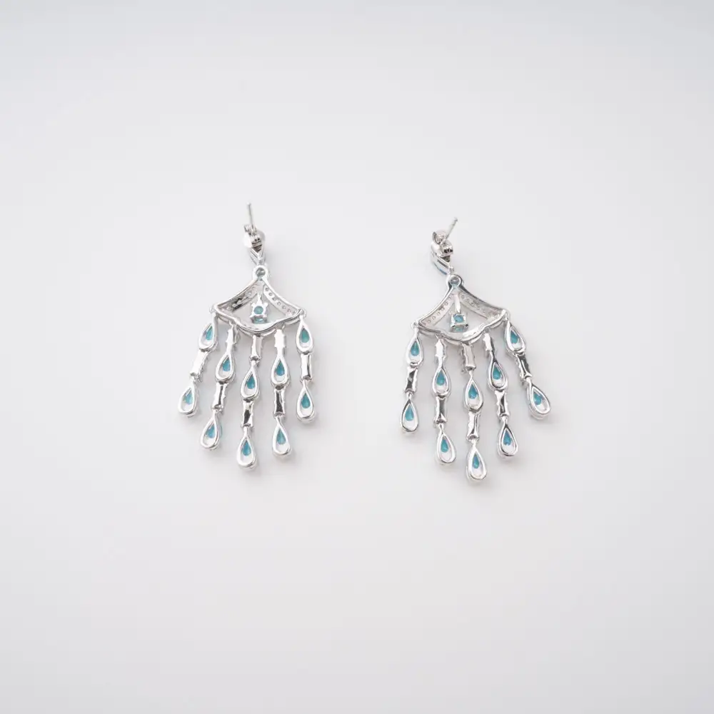 Blue Crystal Embellished Sterling Silver Earrings