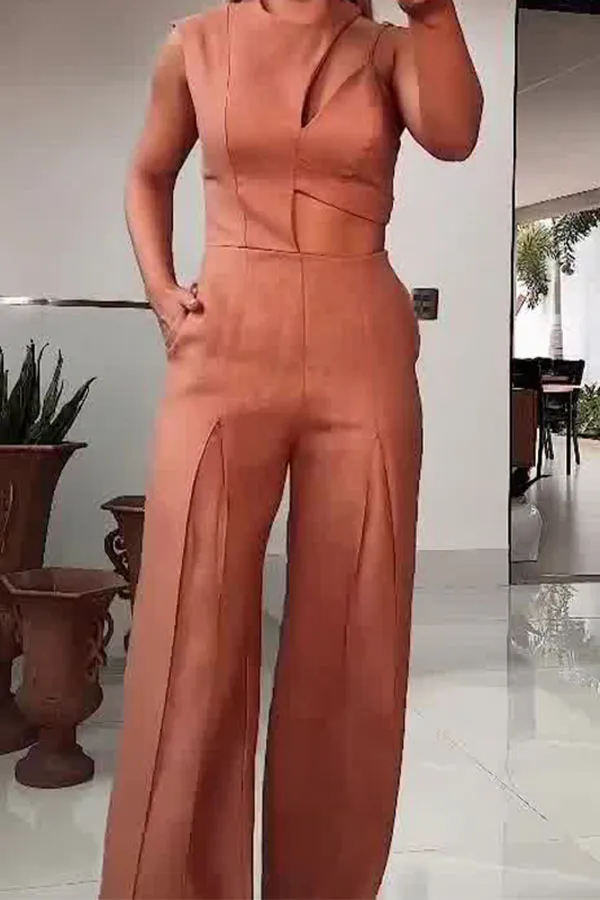 Cutout Wide-Leg Sleeveless Jumpsuit