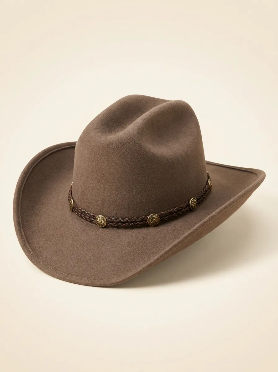 Braided Hatband Felt Cowboy Hat