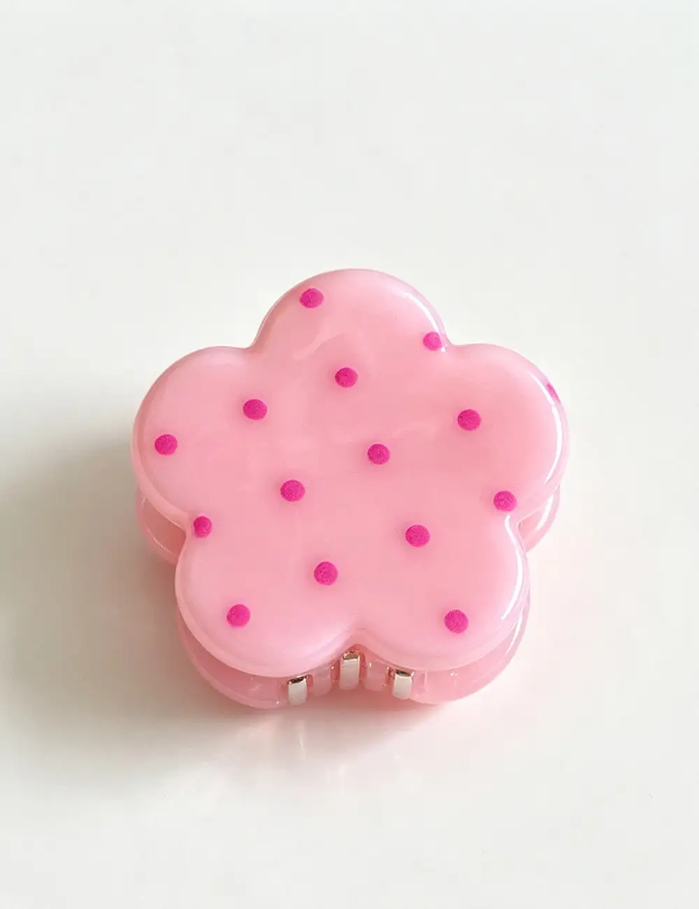 Flower Shape Polka Dot Print Mini Hair Claw Clip