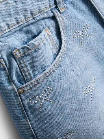 7-15yrs | Diamanté Bow Denim Shorts