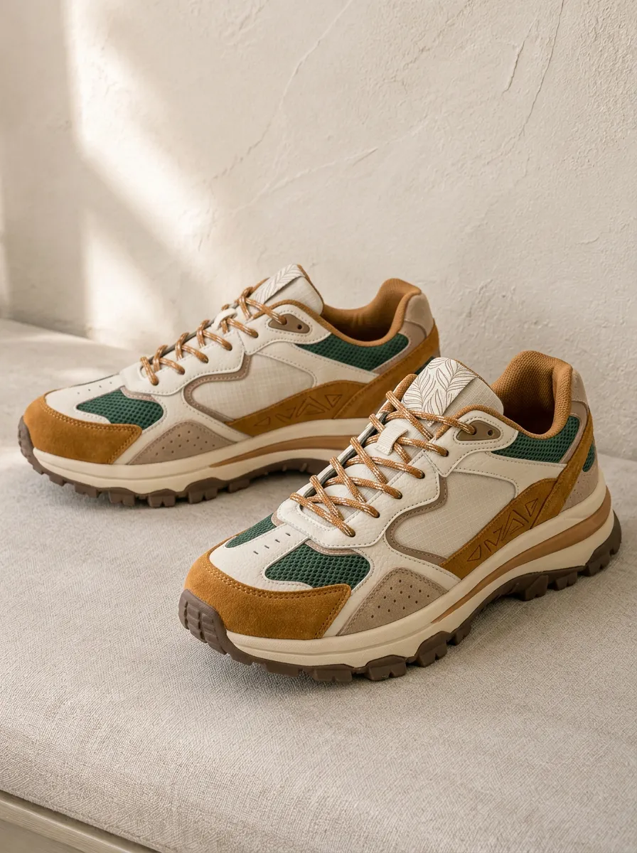 Women's Outdoor Hiking Earth Tone Colorblock Printed Sneakers