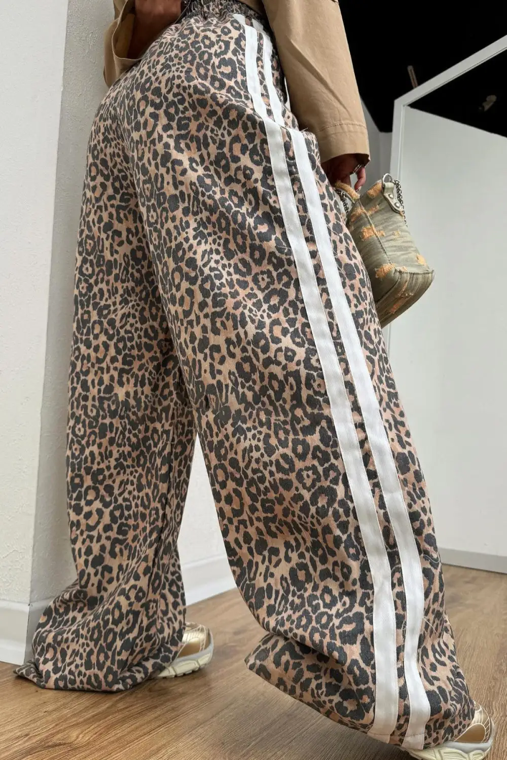 Leopard-Print High-Waist Wide-Leg Pants