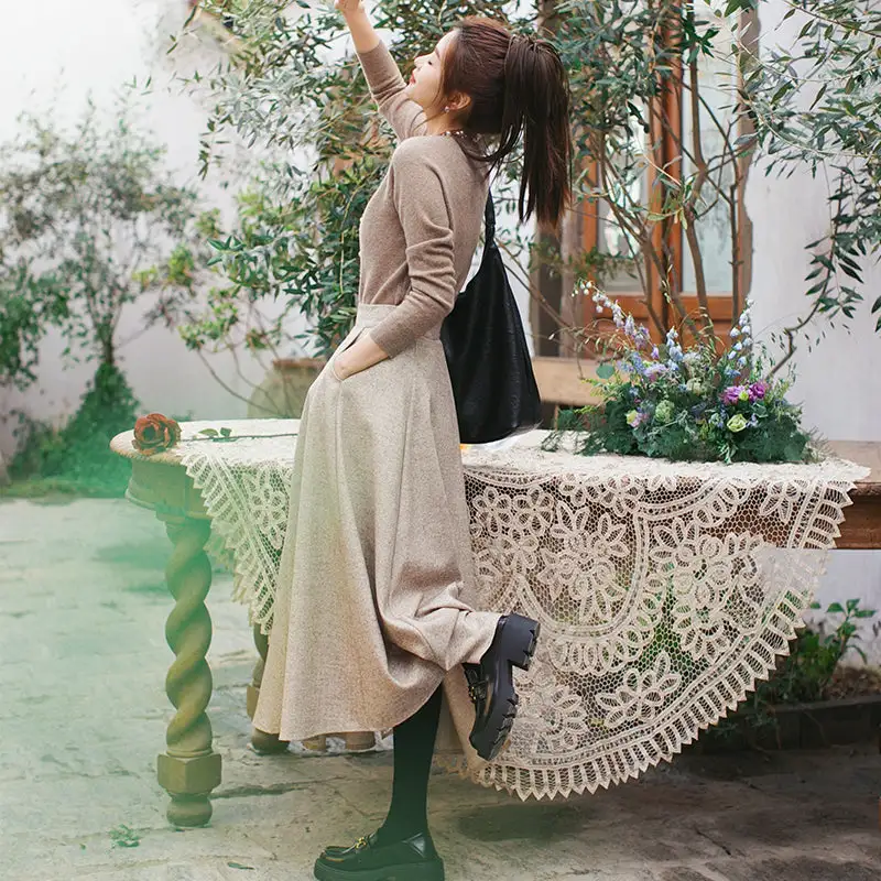 Textured Easy Everyday Casual Polyester Skirt