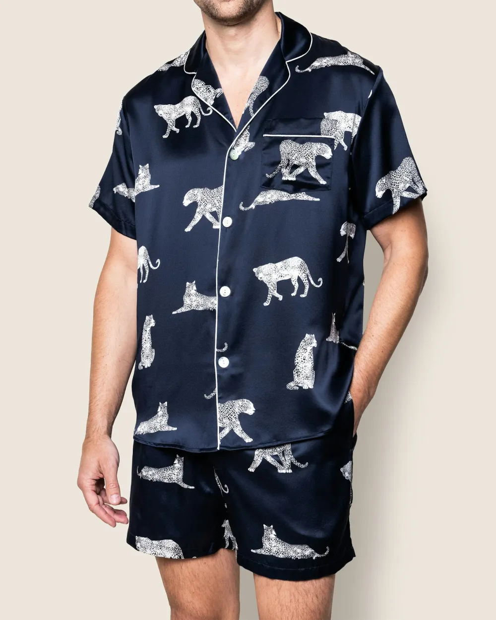 Silk Motif Pajama Short Set