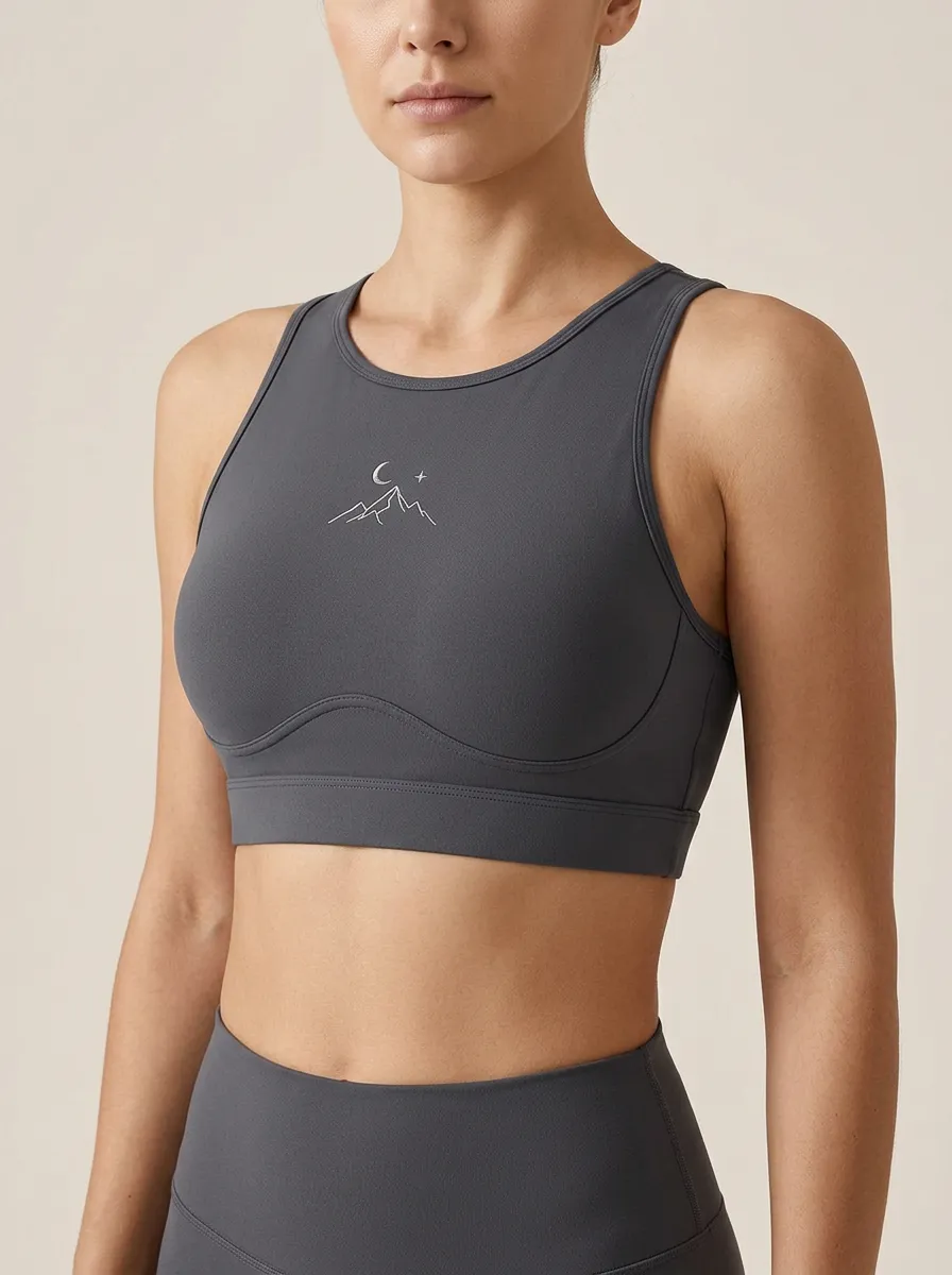 Women's Moon-Star-Graphic High-Neck Sports Bra