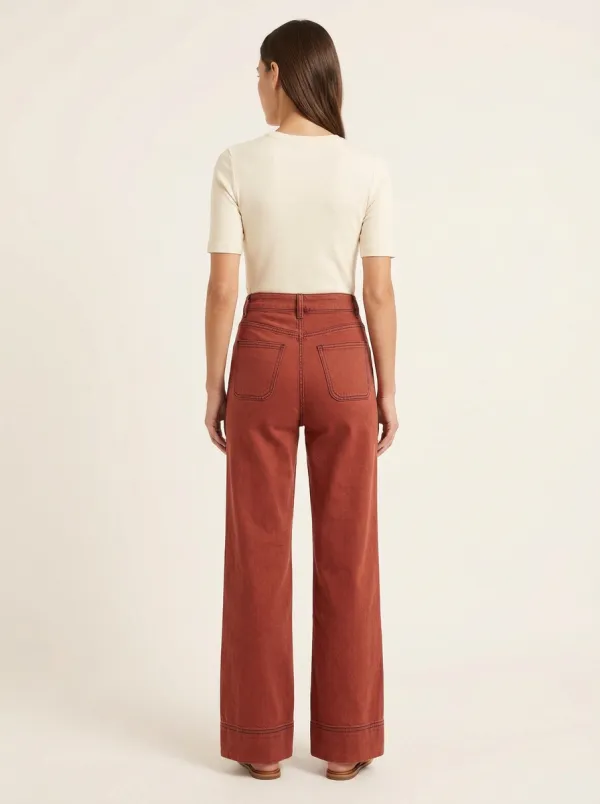 Women's Patch-Pocket Contrast-Pocket Wide-Leg Pants