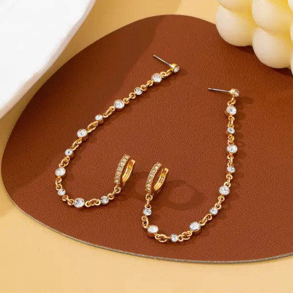 Crystal Stud Double Piercing Drop