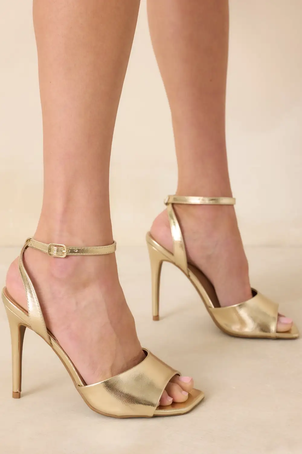 Ankle Strap Metallic Heels