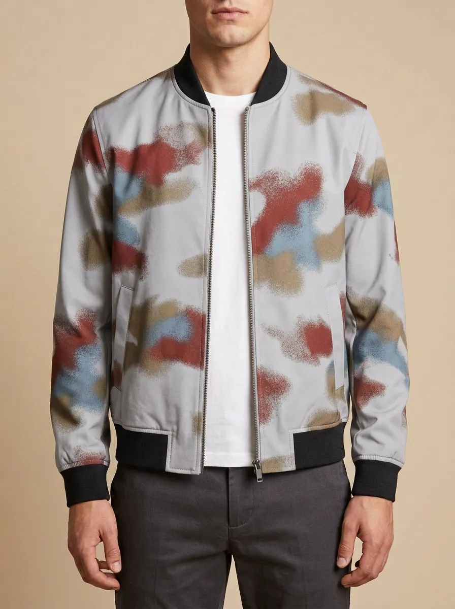 Men's Streetwear Urban Style Camo Printed Bomber Jacket