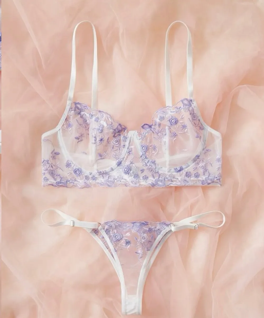 Mesh Floral Lingerie Set