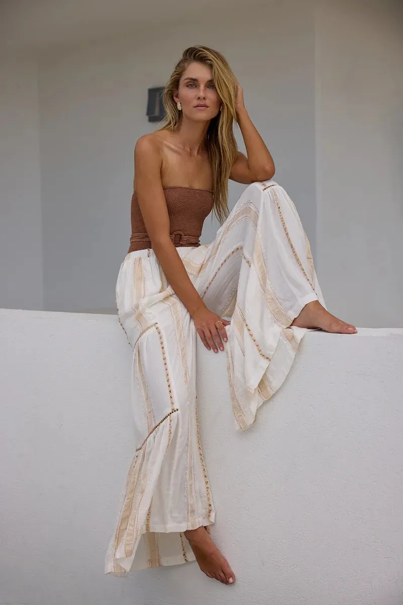 Bohemian Wide Leg Tiered Pants