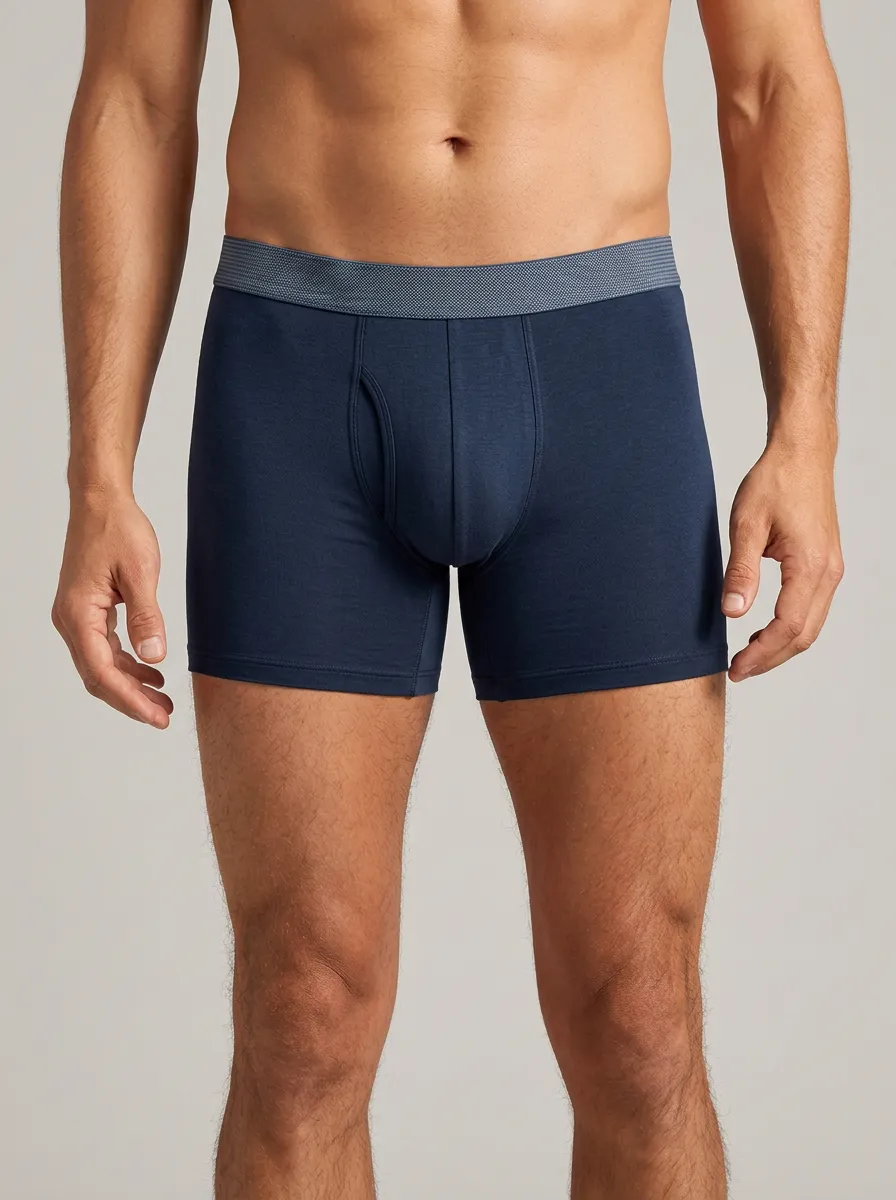 Men's Solid Navy Blue Comfortable Cotton Boxer Briefs