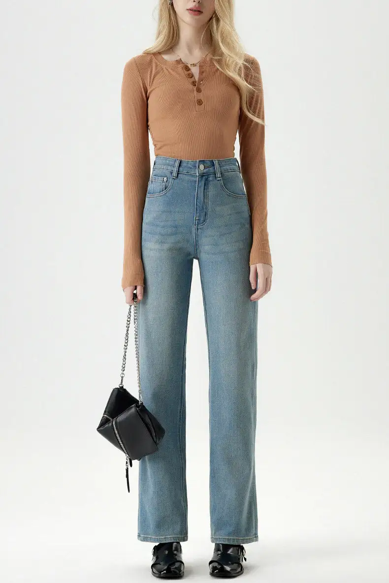 Straight-Leg Minimalist Denim Pants