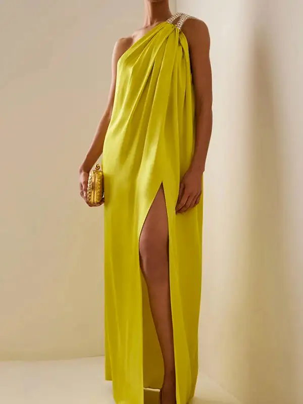 Shoulder Sleeveless Maxi Dress