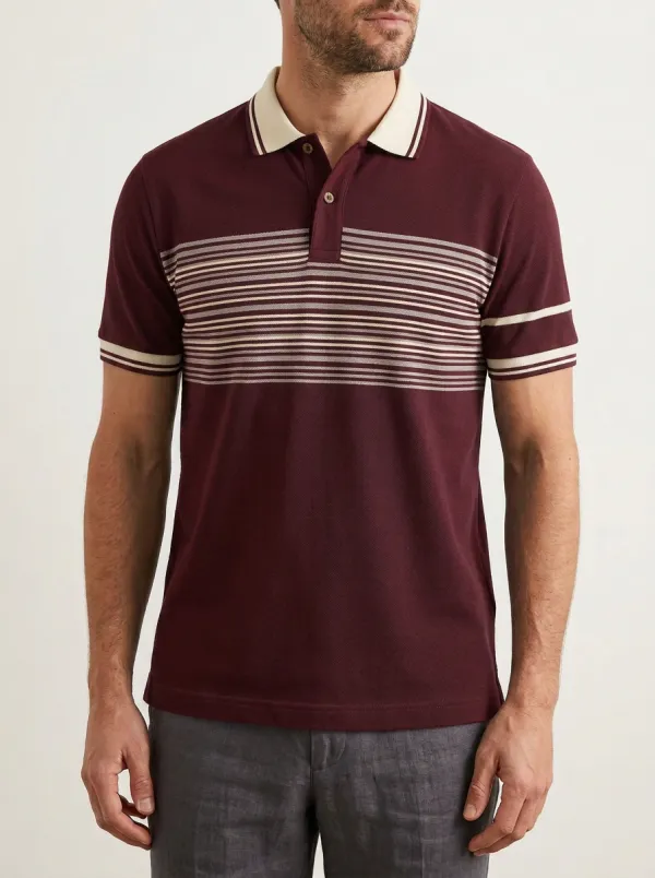 Men's Classic Comfort Stripe Detail Printed Polo Shirt