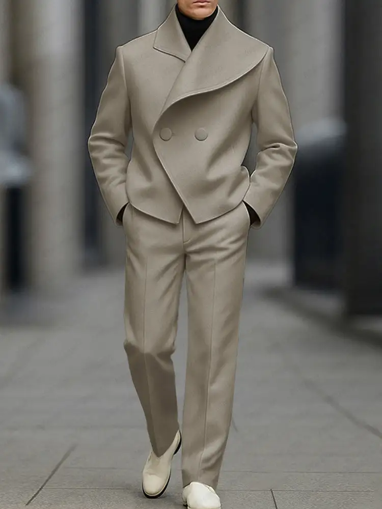 Asymmetric Woven Blazer & Pants Set