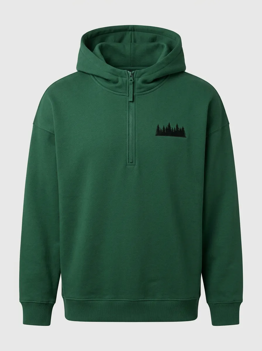 Men's Pine Forest Graphic Quarter-Zip Hoodie